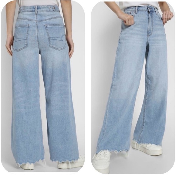 American Eagle Outfitters Denim - American Eagle Outfitters Women’s Light Wash Dreamy Drape Wide Leg Jeans